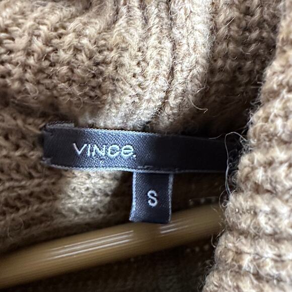 VINCE Turtleneck Tunic Sweater Wool Alpaca Camel Tan Sz S $445 {OO50} - Picture 4 of 6